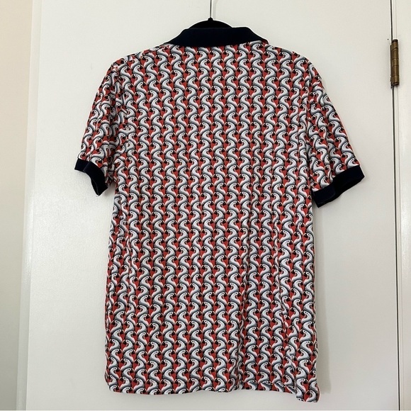 Sun 68 Bird Print Short Sleeve Polo Shirt - Picture 3 of 8